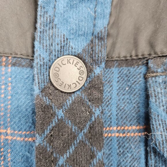 Dickies Jacket Shacket Men Large Blue Plaid Quilt Lined Workwear Flannel Button - Picture 3 of 12